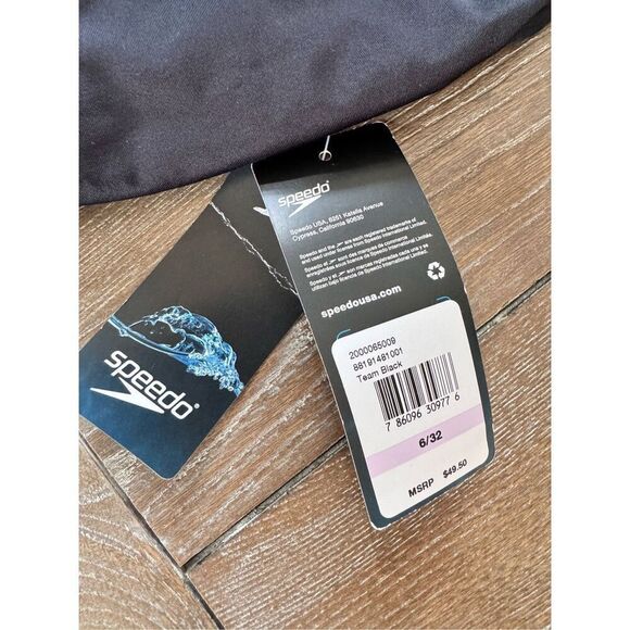 NWT Speedo Black One Piece Bathing Suit Size 6 - Picture 3 of 5